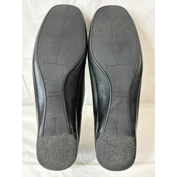 Prada Mary Jane Black soft nappa leather Loafer Ballet Flats Size 8 - Picture 6 of 11